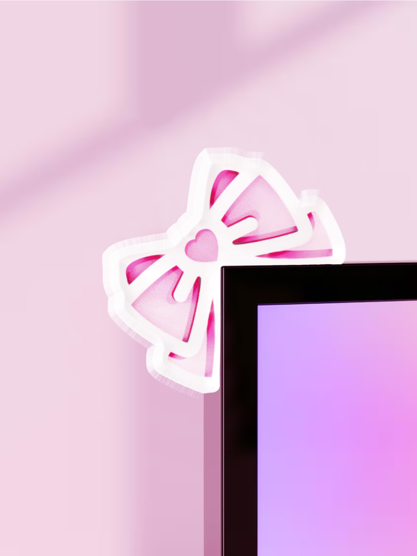 Tablet Lap Desk - Kawaii Schleifen-Monitor-Dekor, rosa Acryl-Schleife, PC-Zubehör, niedliche