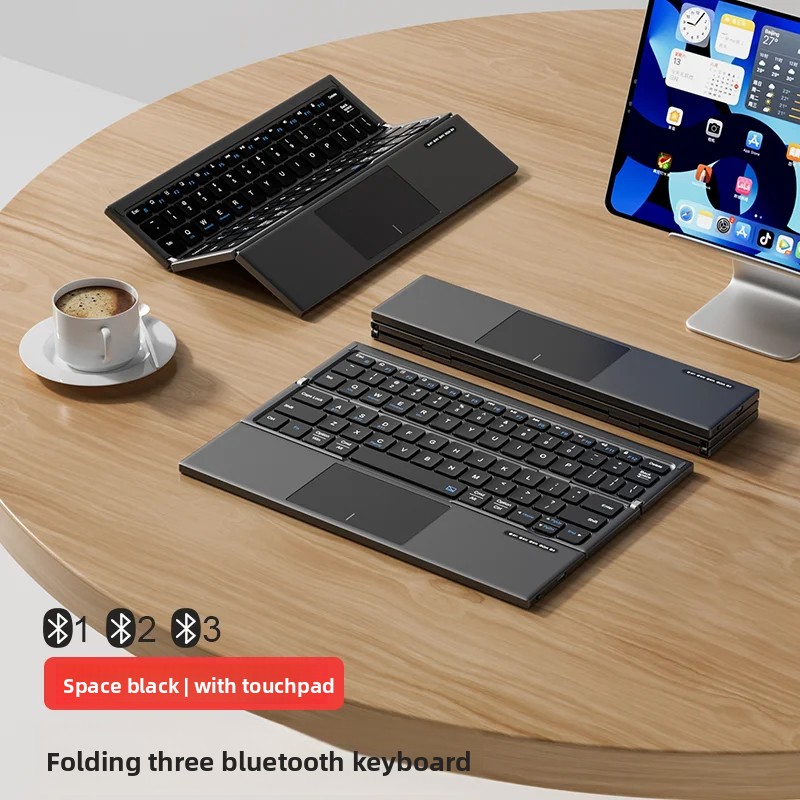 Tablet Accessories Gifts - Tablet-Tastatur Dreifach Faltbar mit Tragbarem Touchpad
